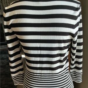 White House Black Market Black and White Striped Long Sleeve Top